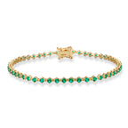 14K Solid Gold Emerald Tennis Bracelet / May Birthstone Jewelry