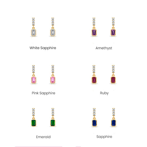 14K Gold Citrine Rectangular Earrings