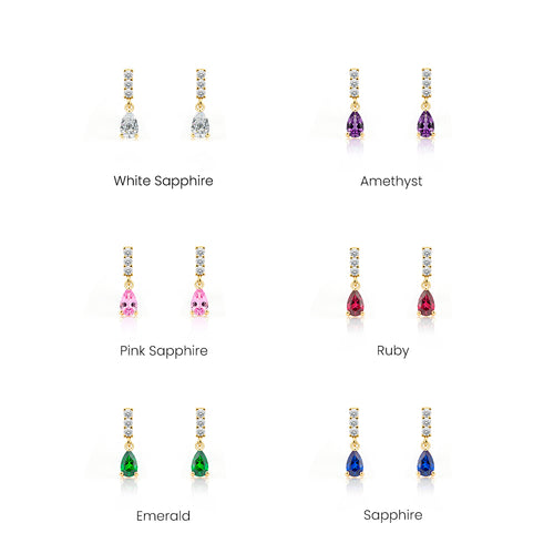 14K Gold Citrine Drop Earrings