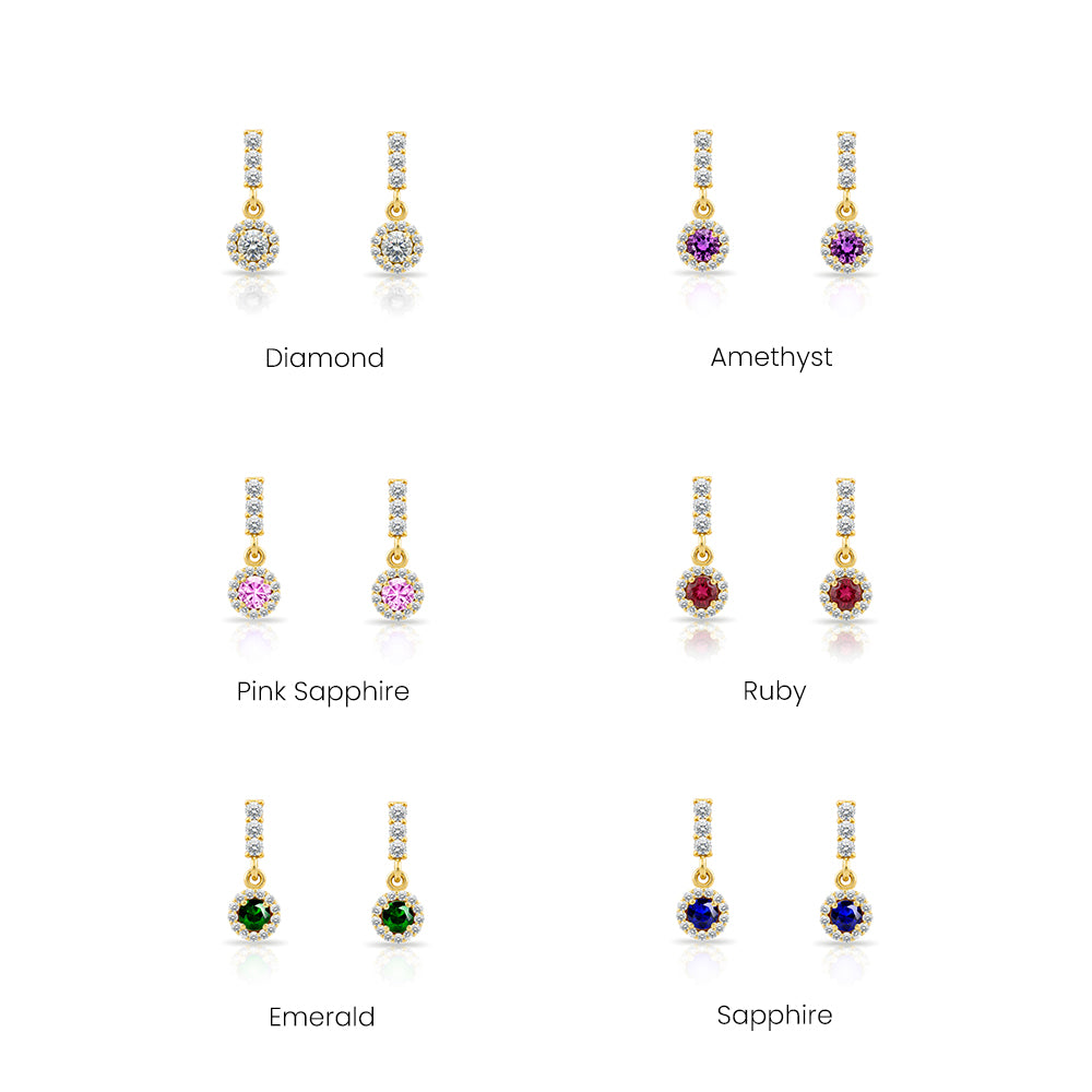 14K Gold Citrine Halo Earrings