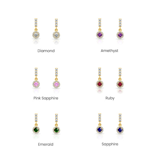 14K Gold Citrine Halo Earrings