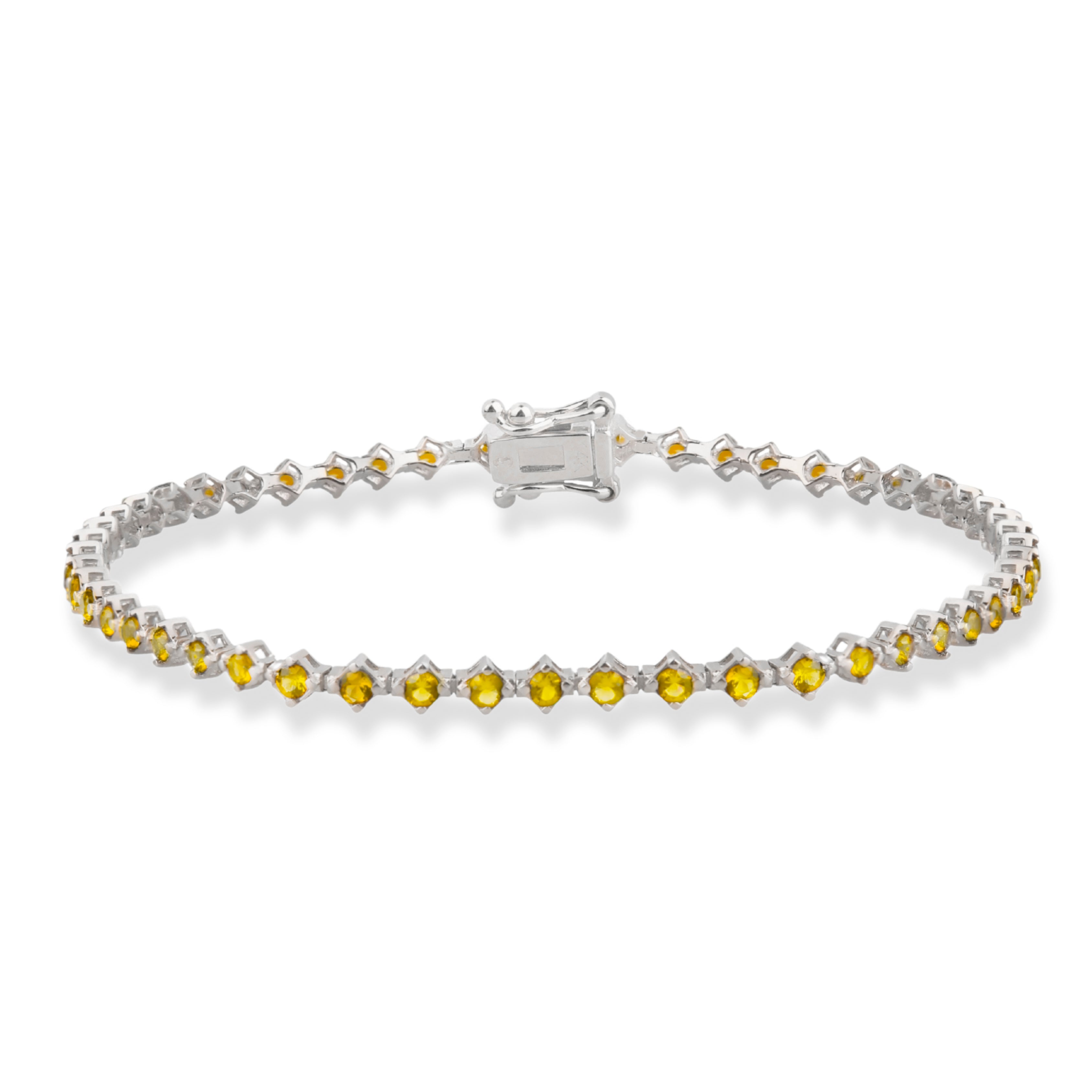 14K Gold Yellow Sapphire Tennis Bracelet / Gemstone Waterway Design