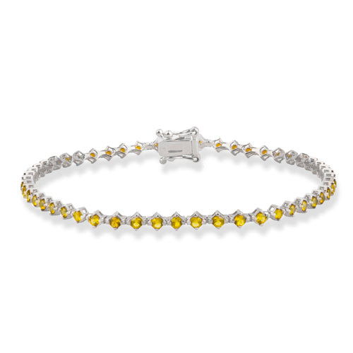 14K Gold Yellow Sapphire Tennis Bracelet / Gemstone Waterway Design