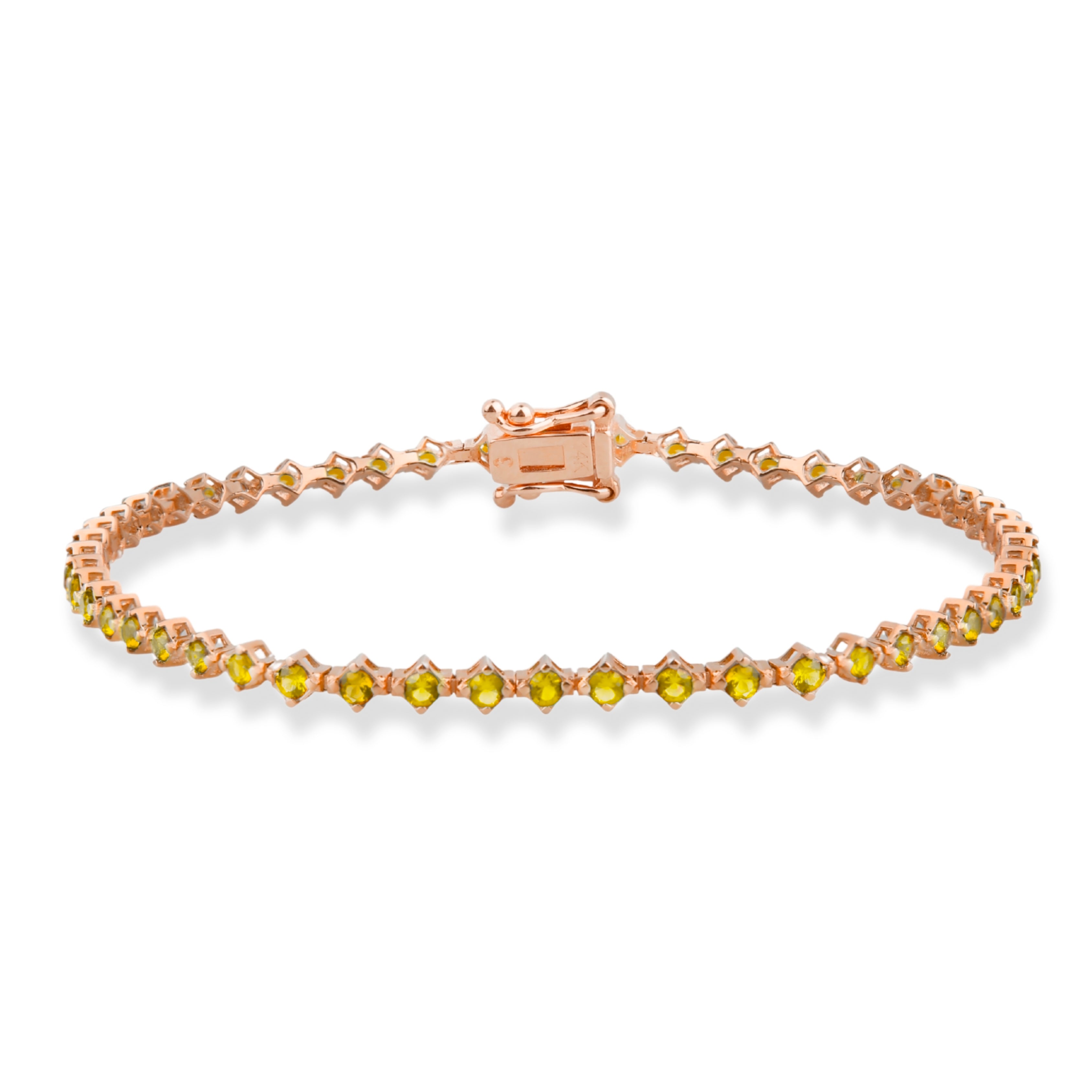 14K Gold Yellow Sapphire Tennis Bracelet / Gemstone Waterway Design