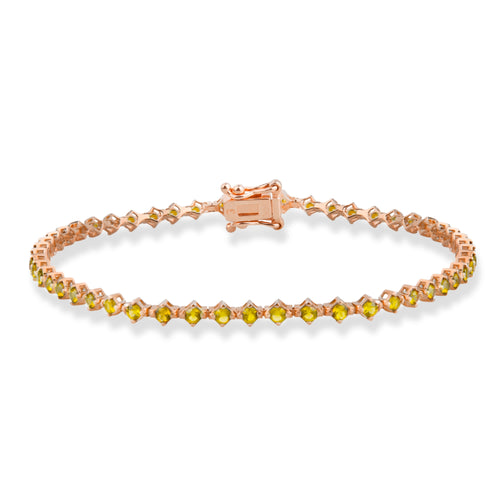 14K Gold Yellow Sapphire Tennis Bracelet / Gemstone Waterway Design