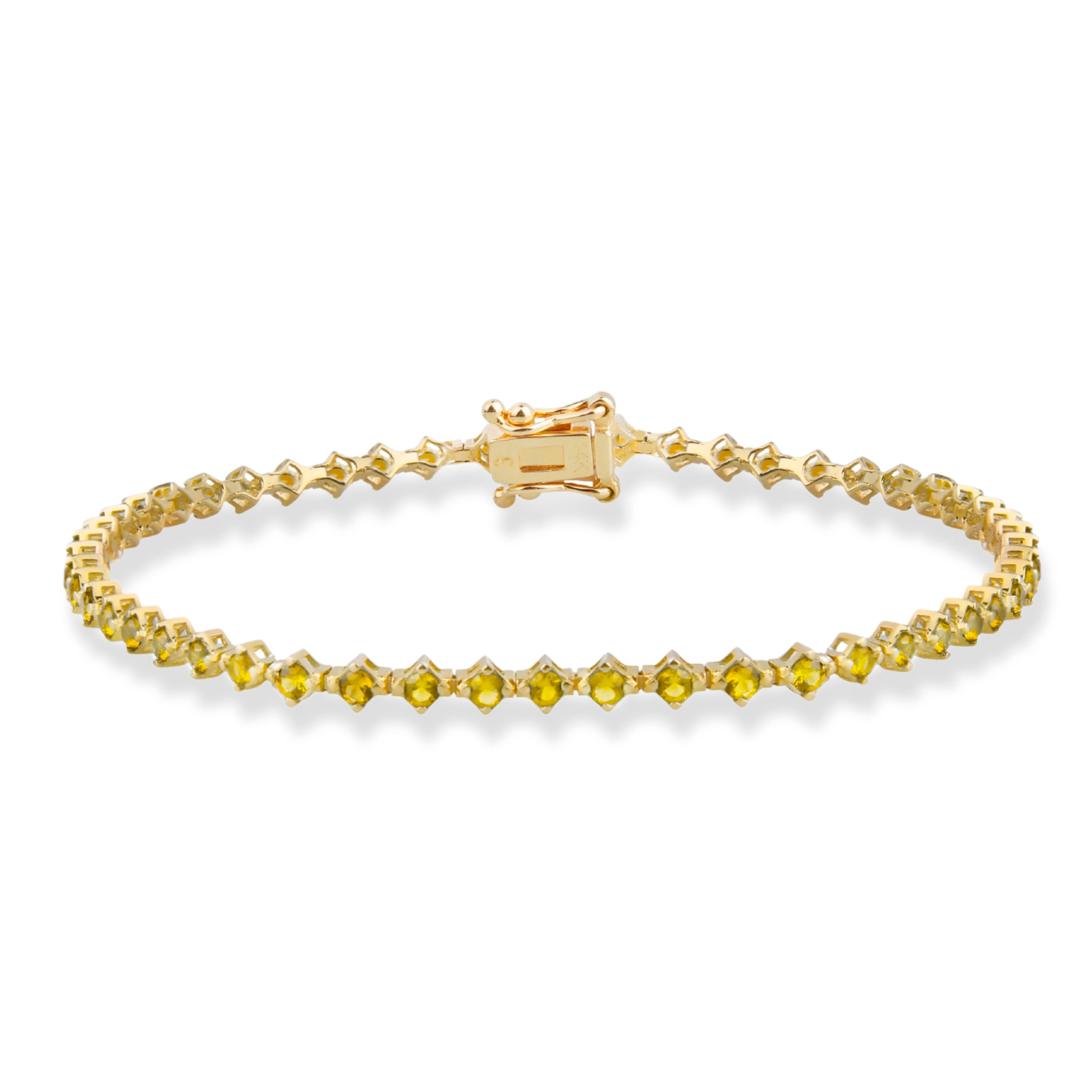 14K Gold Yellow Sapphire Tennis Bracelet / Gemstone Waterway Design