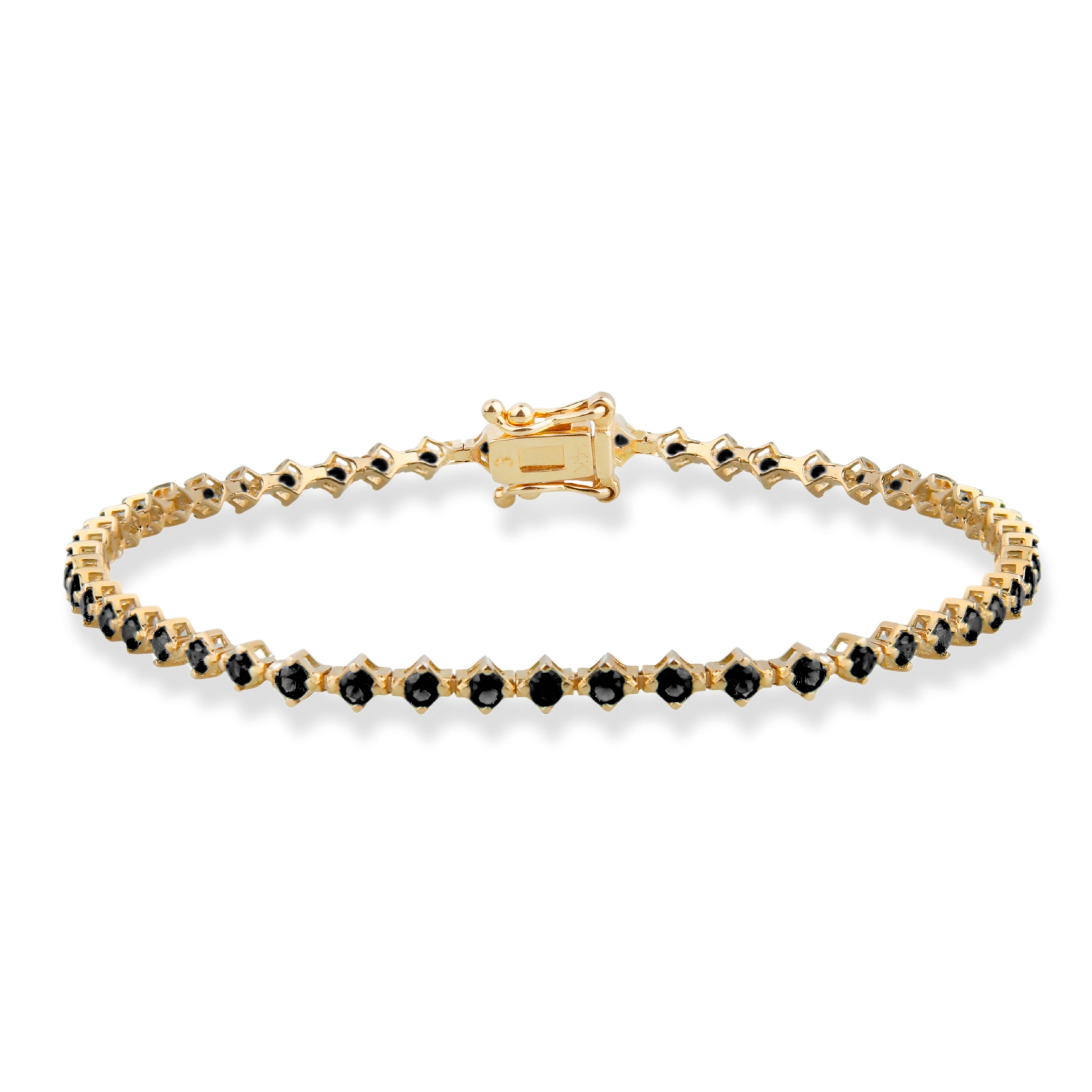 14K Solid Gold Black Diamond Tennis Bracelet
