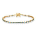 14K Solid Gold Aquamarine Tennis Bracelet / Delicate Waterway Design