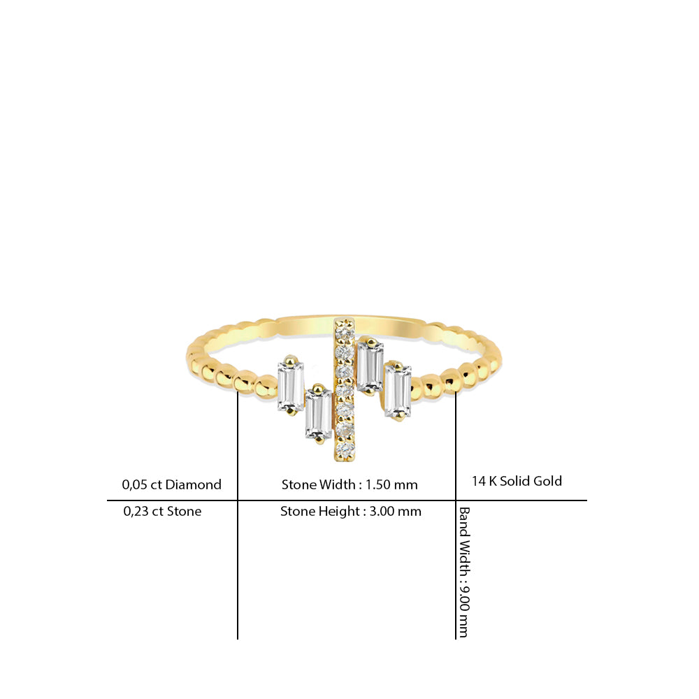 14K Gold Ring / White Sapphire Diamond Ring