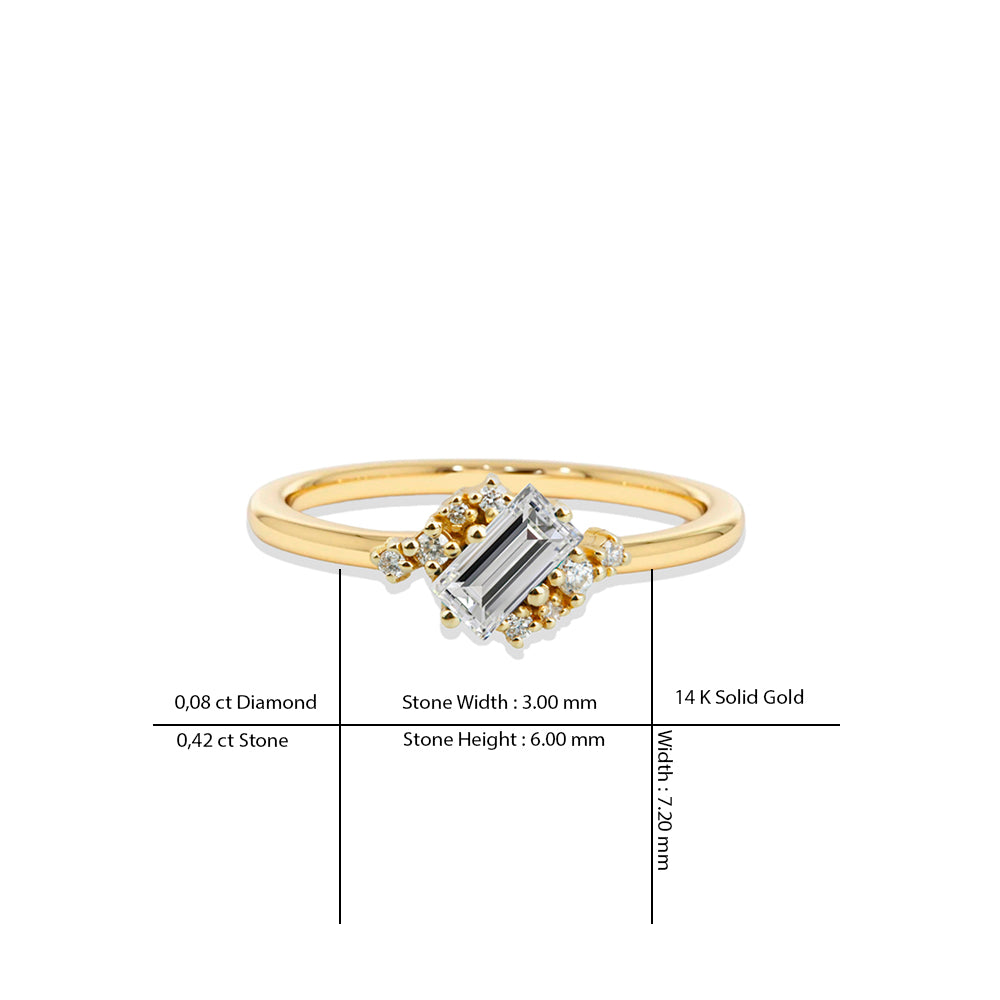 14K Gold Art Deco White Sapphire Ring