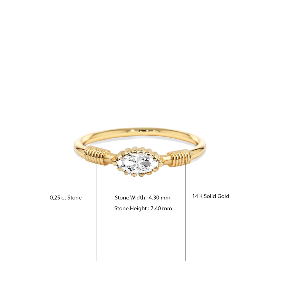 14K Gold White Sapphire Ring / Anniversary Gift