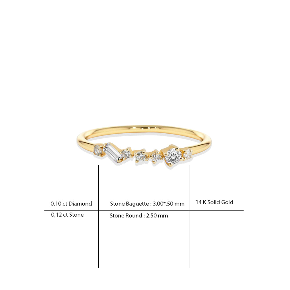 14K Gold White Sapphire Ring / Round Wedding Ring