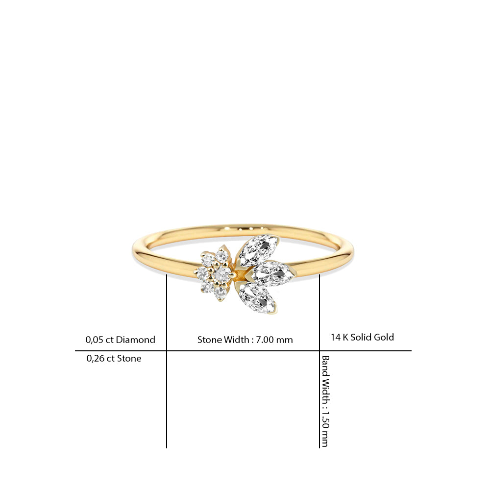 Nature Inspired Diamond White Sapphire Ring