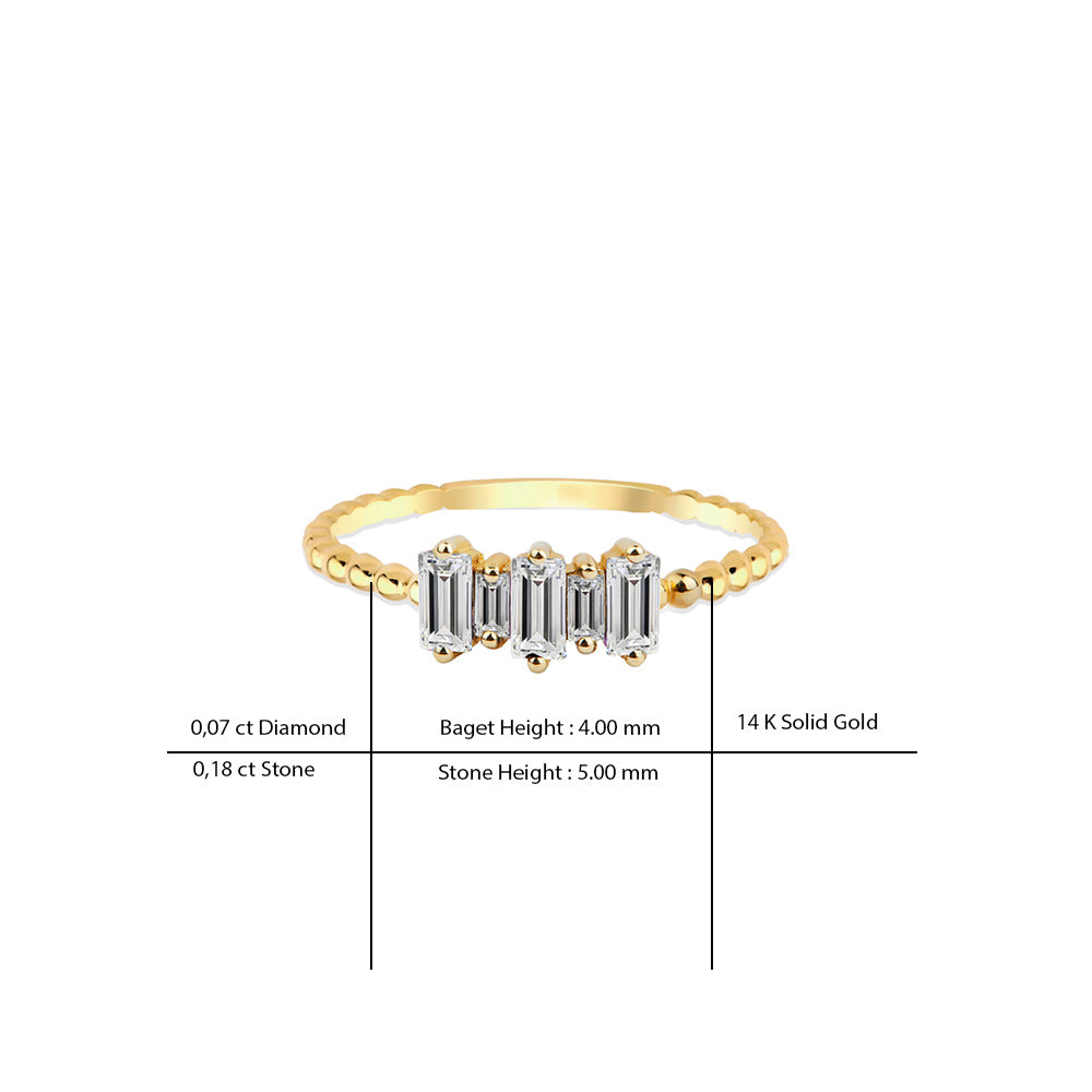 14K Gold Five Stone White Sapphire Ring