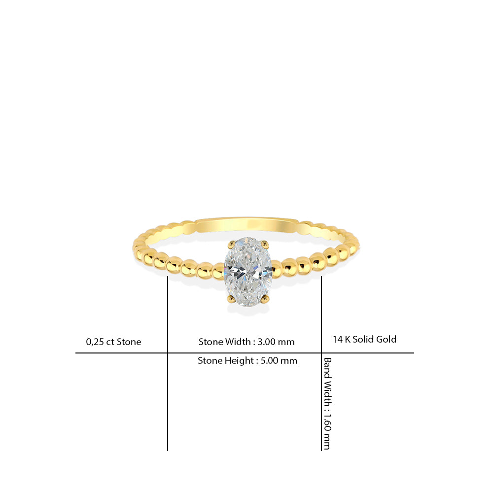 14K Gold Wedding White Sapphire Ring