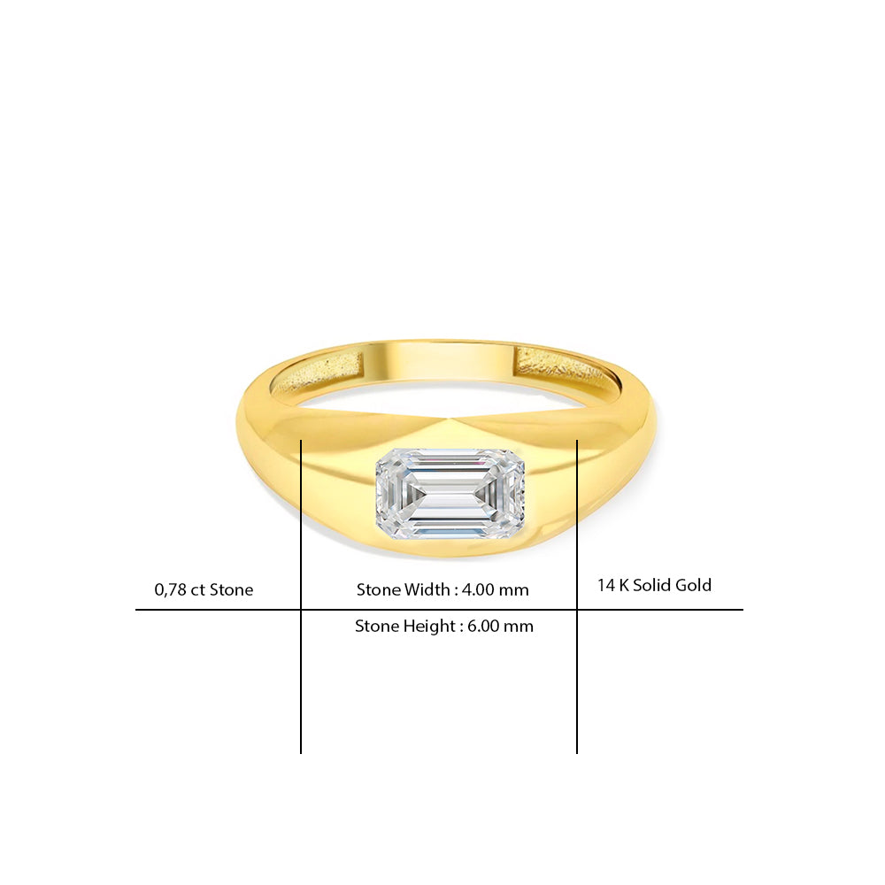 14K Gold Chunky White Sapphire Ring