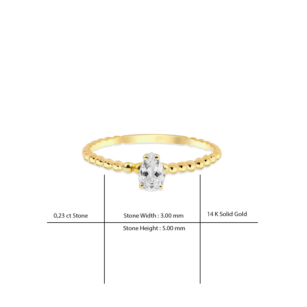 White Sapphire Teardrop Bridal Ring