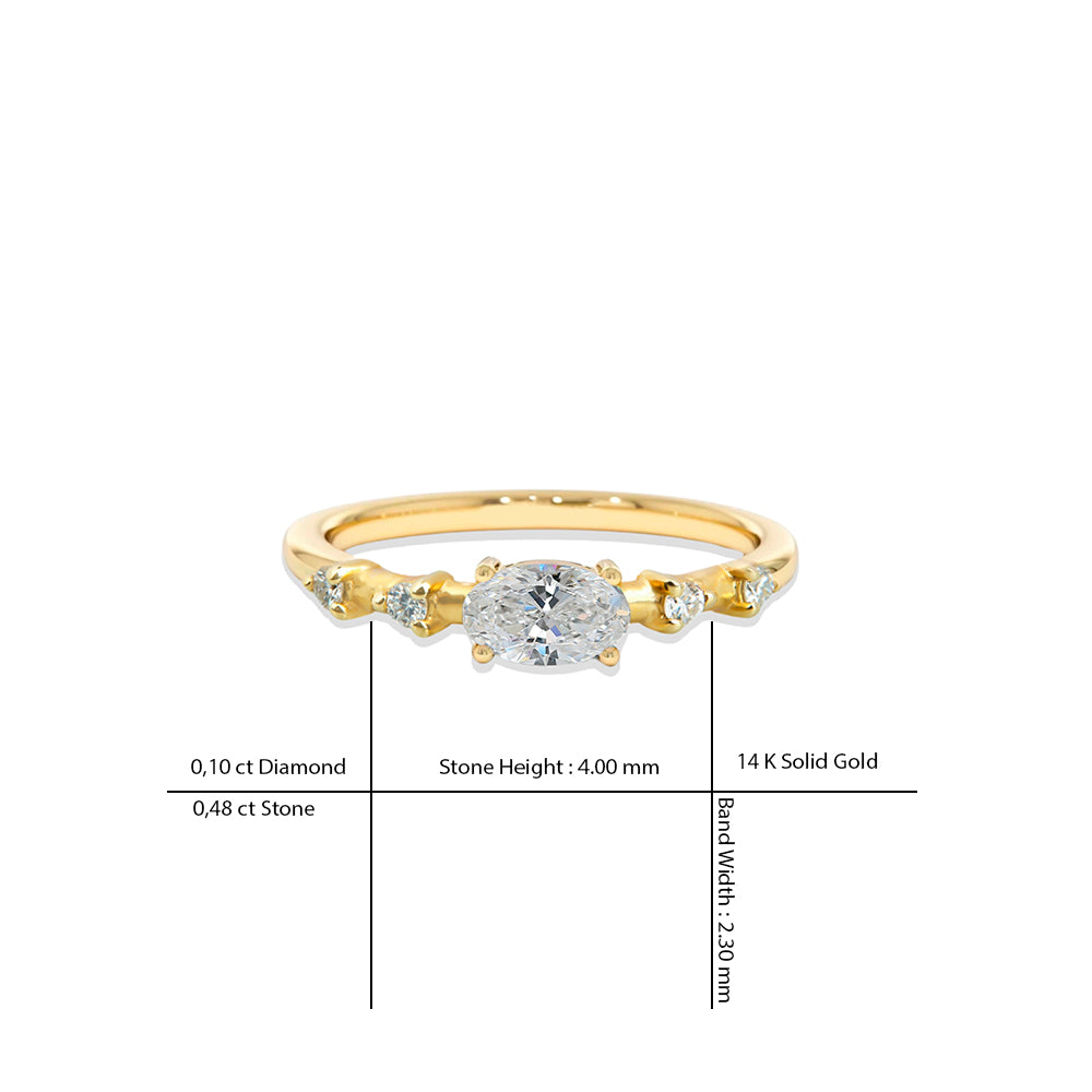 East West White Sapphire Ring