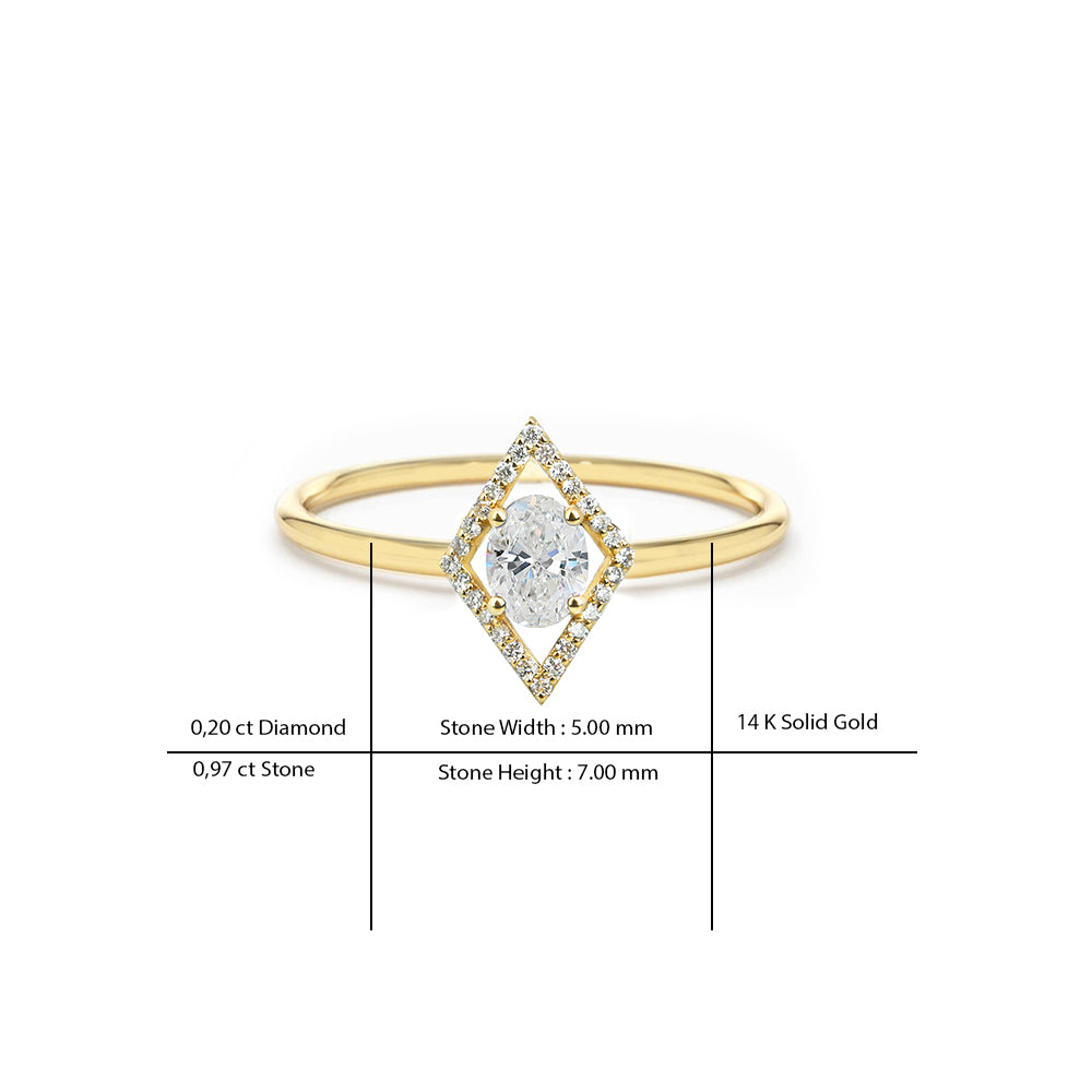 14K Gold Oval White Sapphire Ring / Valentine's Day Gift