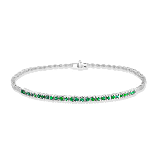 14K Gold Emerald Tennis Bracelet / Classic Anniversary Jewelry