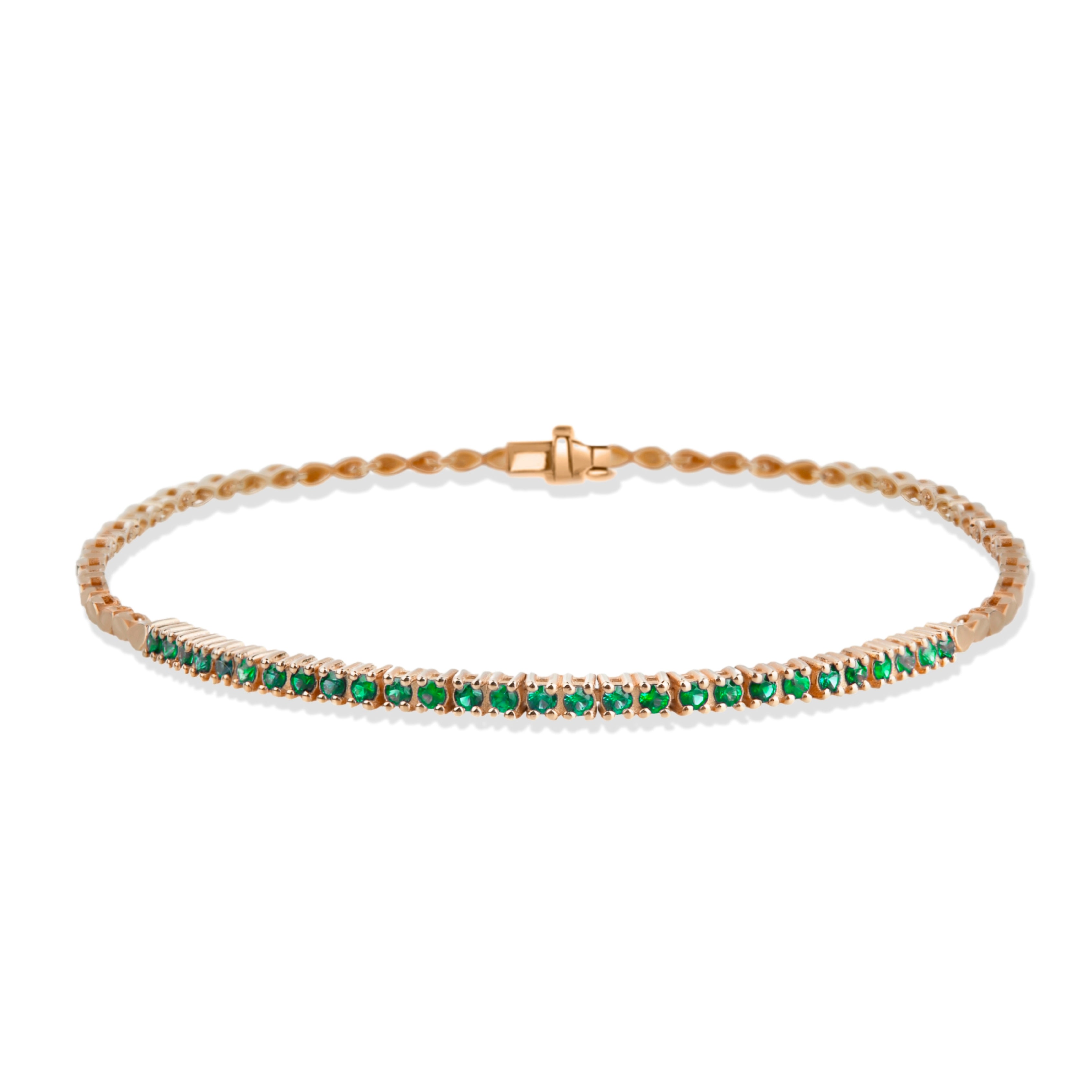 14K Gold Emerald Tennis Bracelet / Classic Anniversary Jewelry