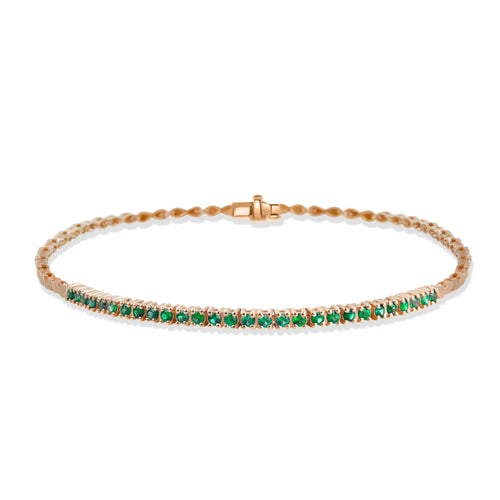 14K Gold Emerald Tennis Bracelet / Classic Anniversary Jewelry