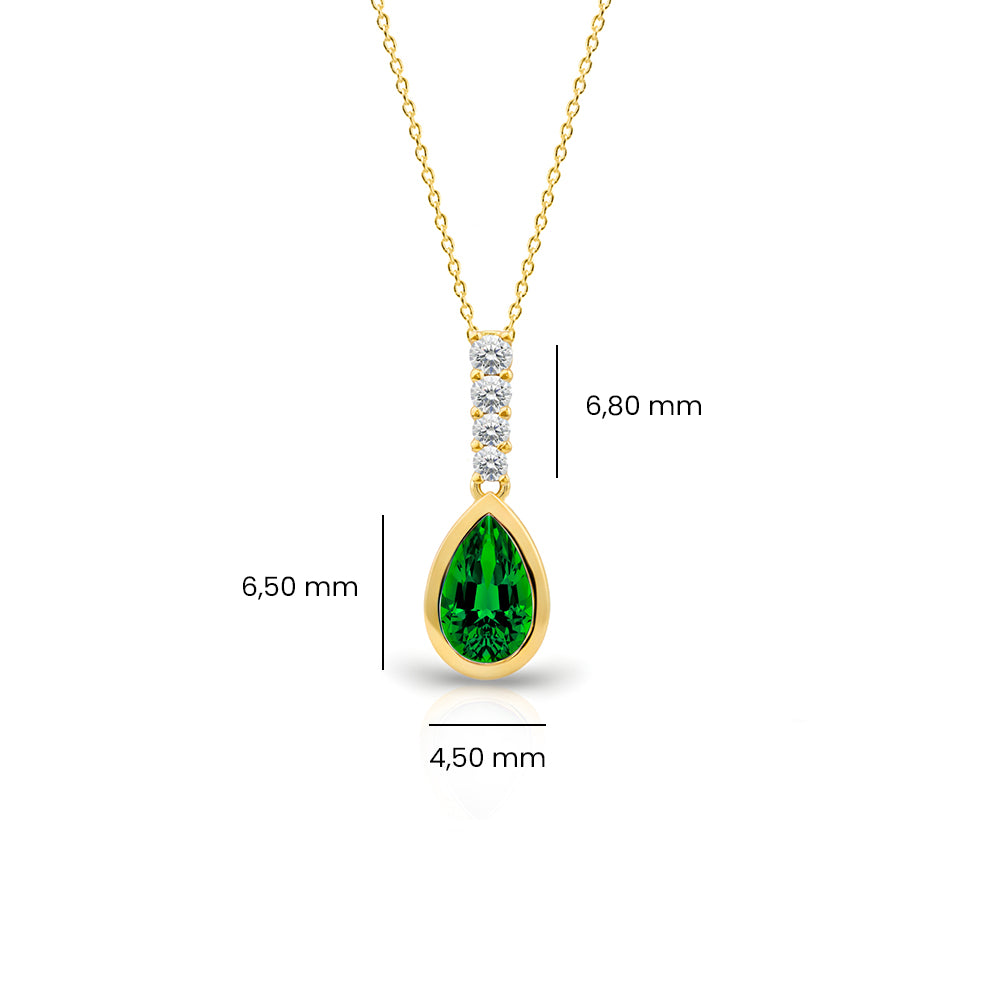 14K Gold Natural Emerald Pendant