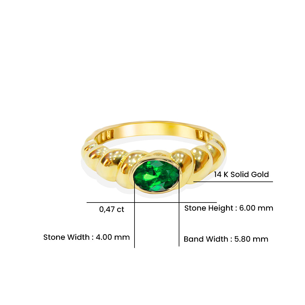 14K Gold Natural Emerald Bubble Ring