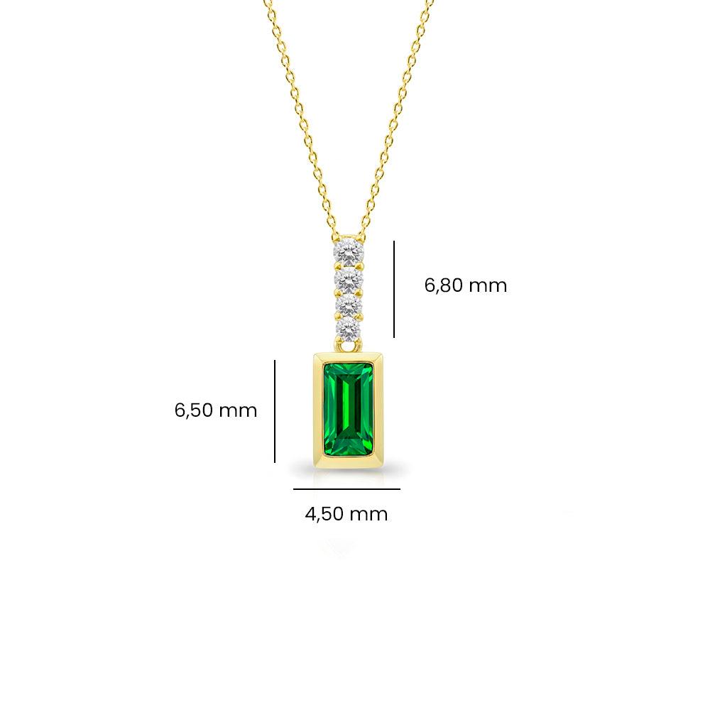 14K Gold Natural Emerald Necklace
