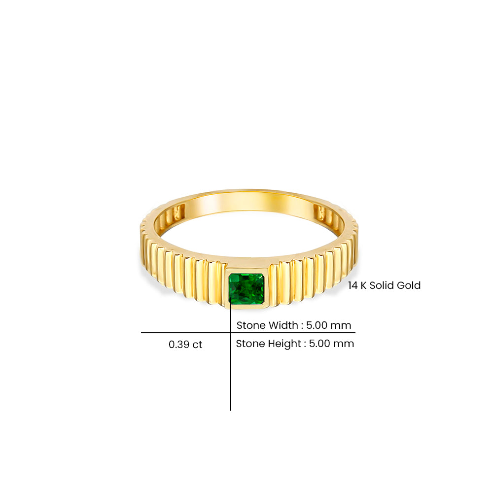 14K Gold Emerald Square Ring