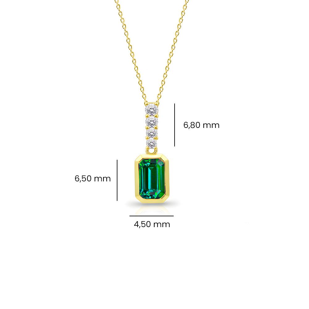 14K Gold Diamond Emerald Necklace