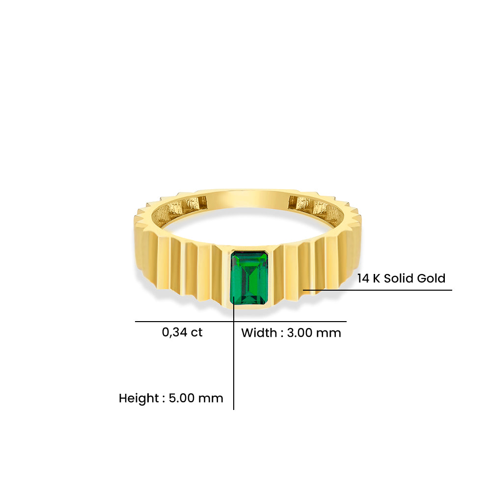 14K Gold Emerald Step Edge Ring