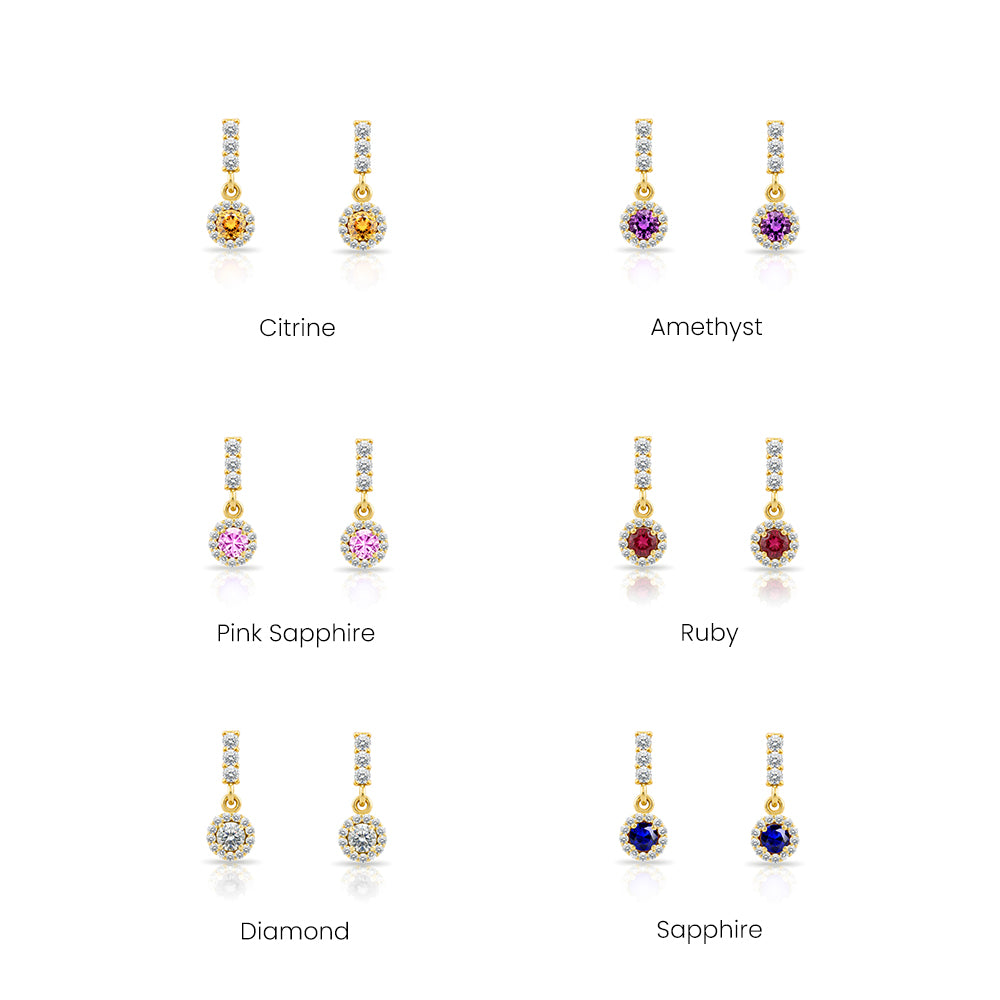 14K Gold Emerald Halo Earrings