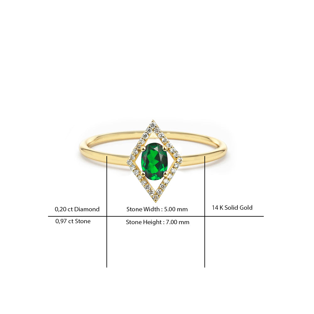 Kite Halo Emerald Ring / Romantic Gift