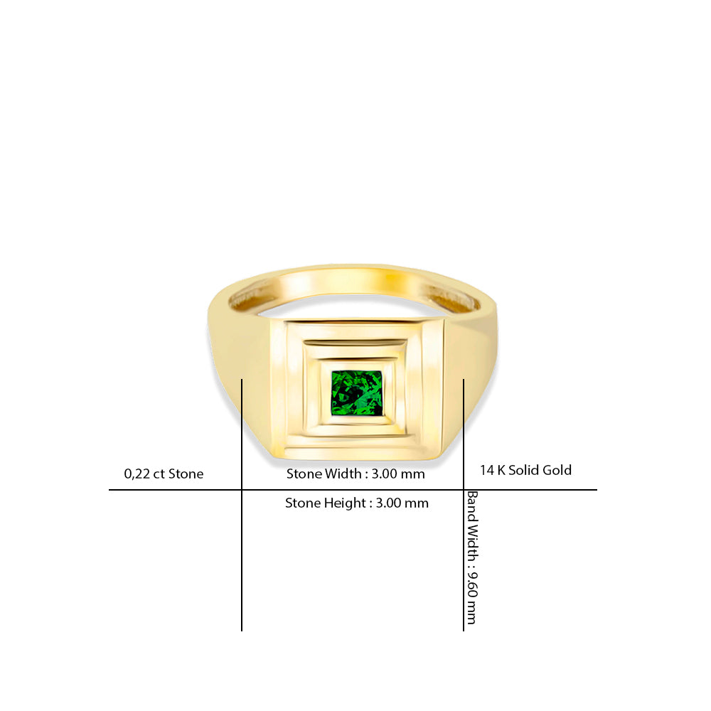 14K Gold Square Emerald Ring