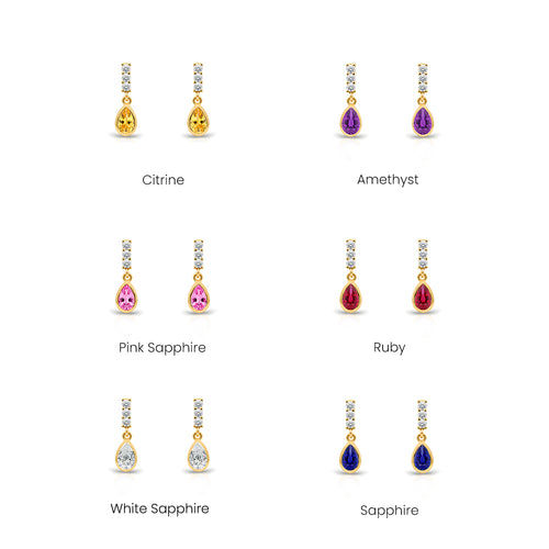 14K Gold Emerald Teardrop Earrings