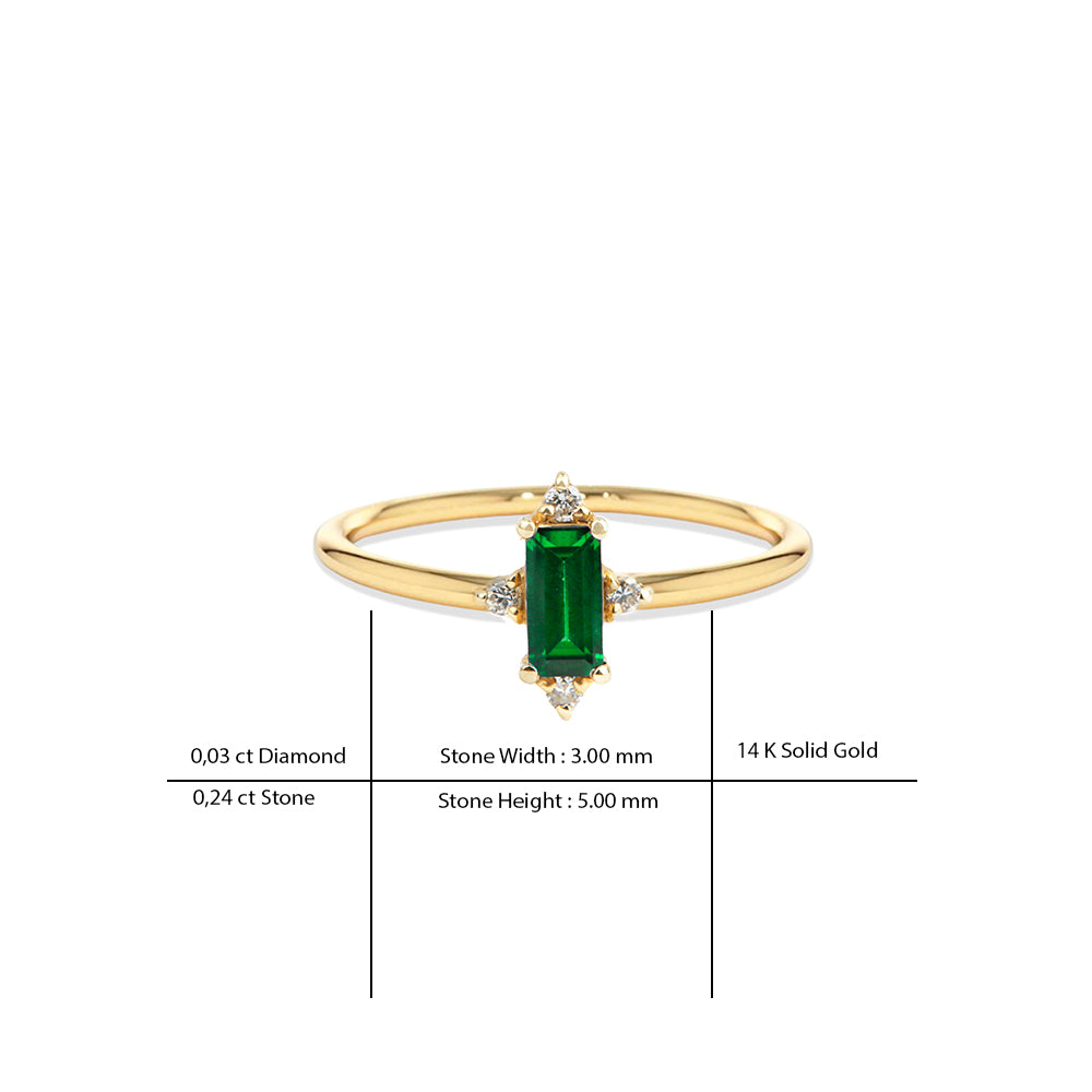 Modern Baguette Emerald Ring / Diamond Minimal Ring