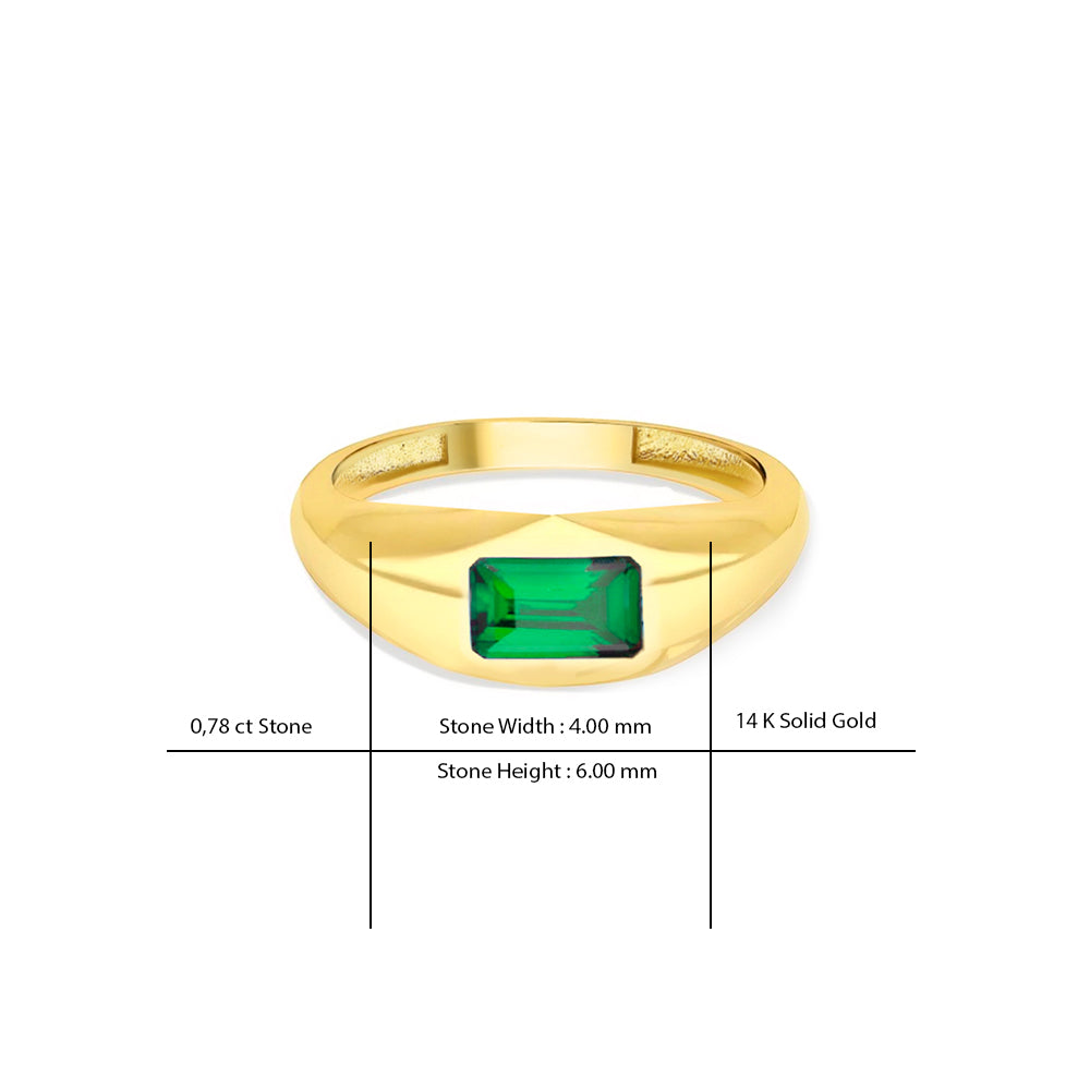 14K Gold Emerald Signet Ring / Anniversary Gift