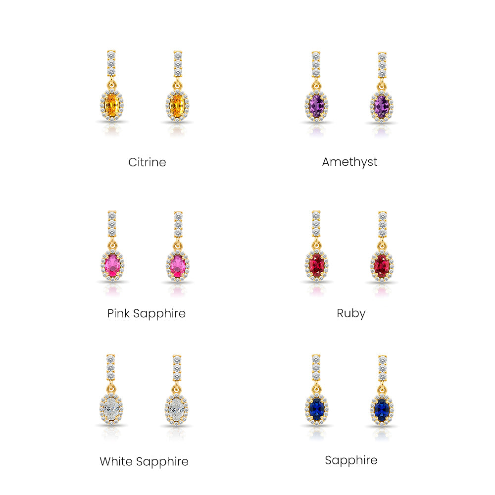 14K Gold Emerald Oval Earrings