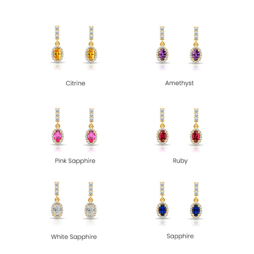 14K Gold Emerald Oval Earrings