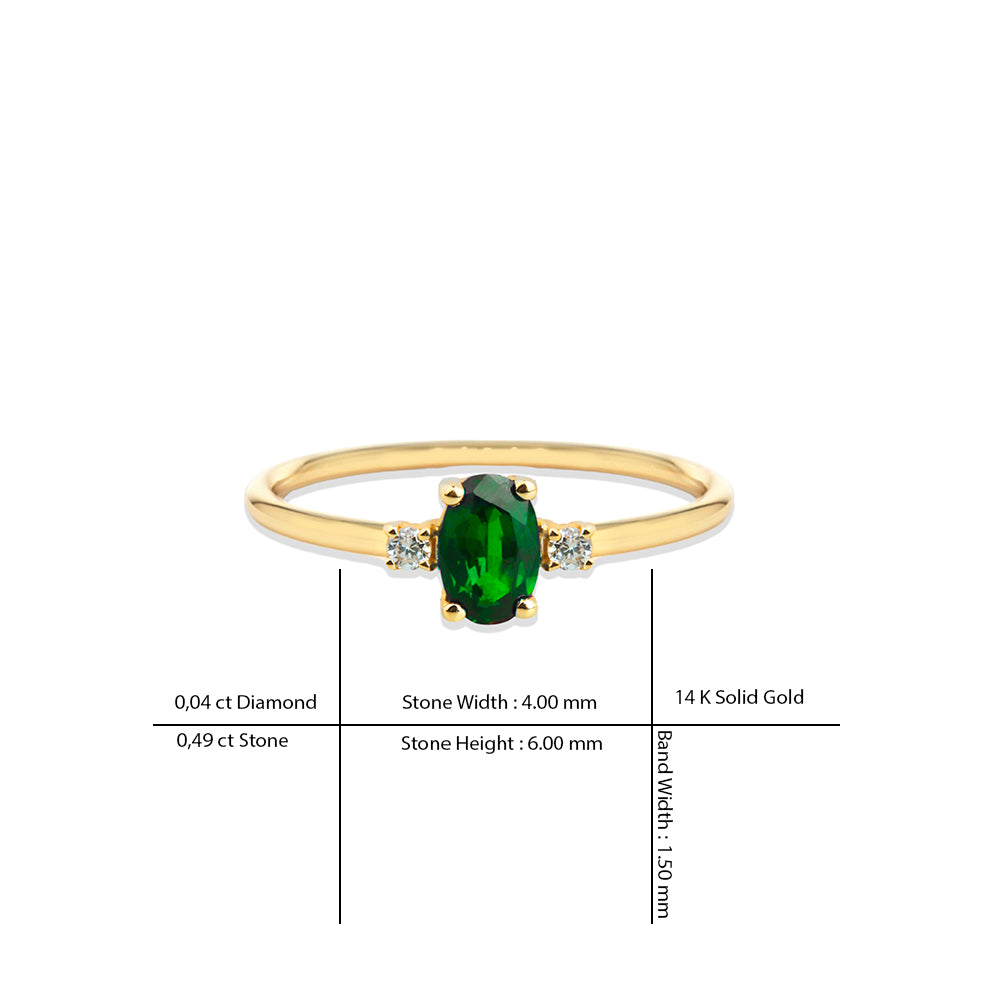 14K Gold Emerald Engagement Ring