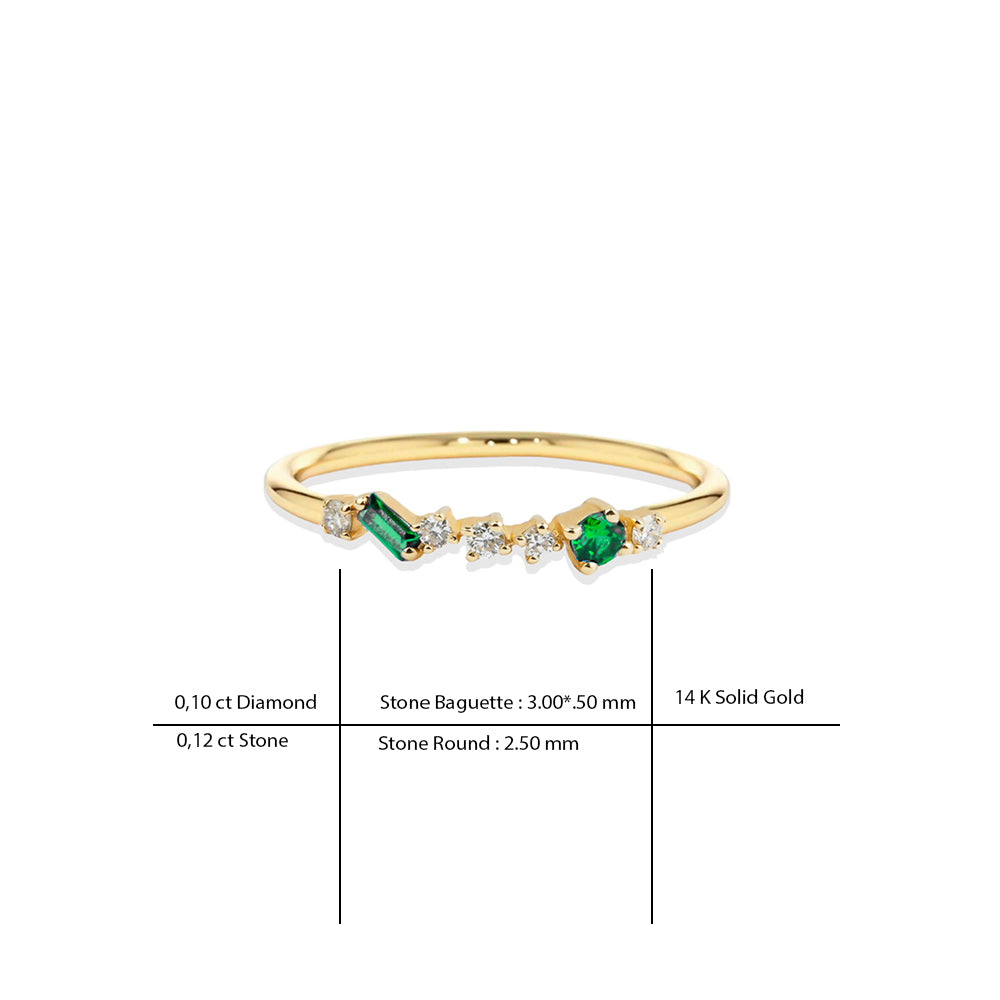 14K Gold Diamond Ring / Emerald Promise Ring