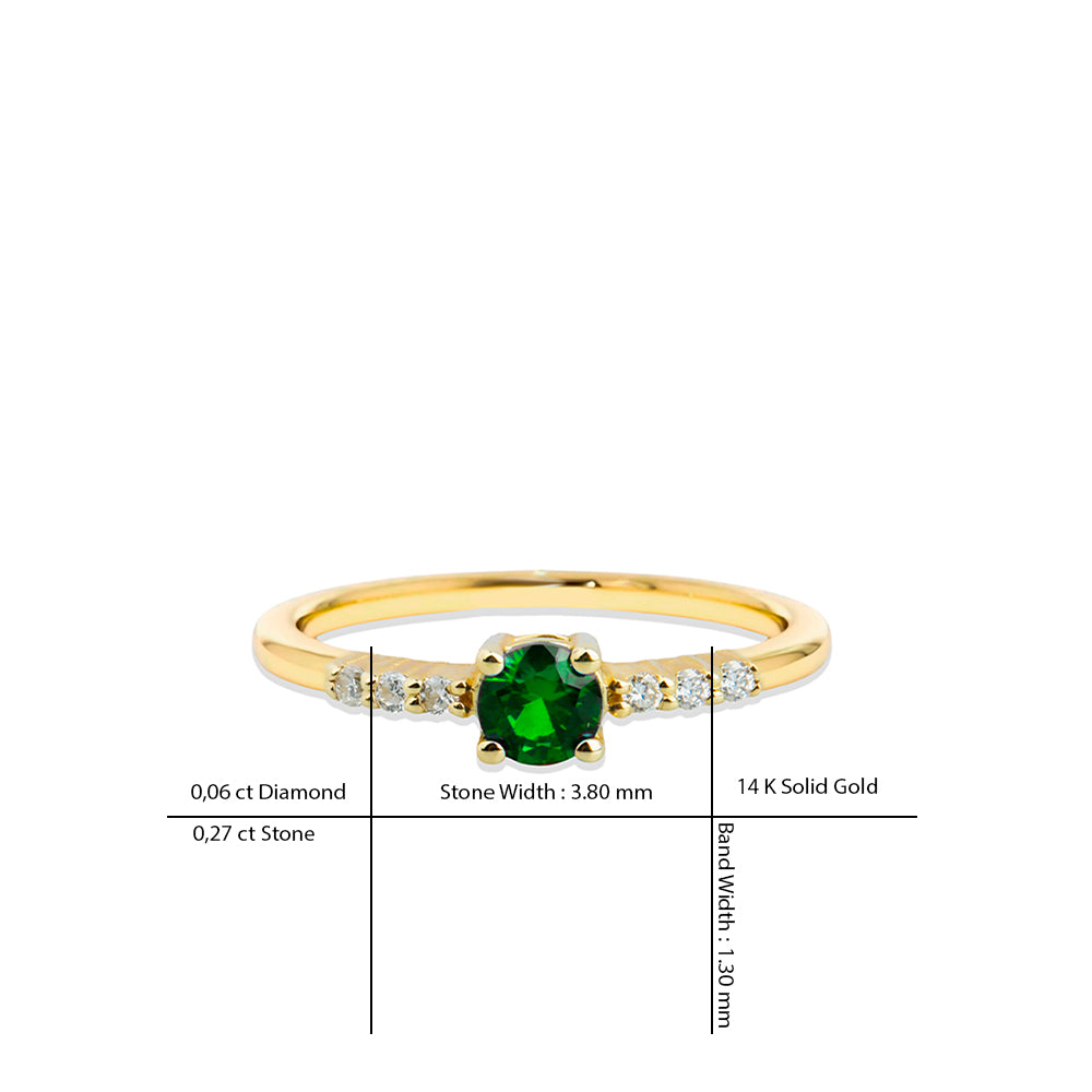 14K Gold Emerald Diamond Ring / Birthday Gift