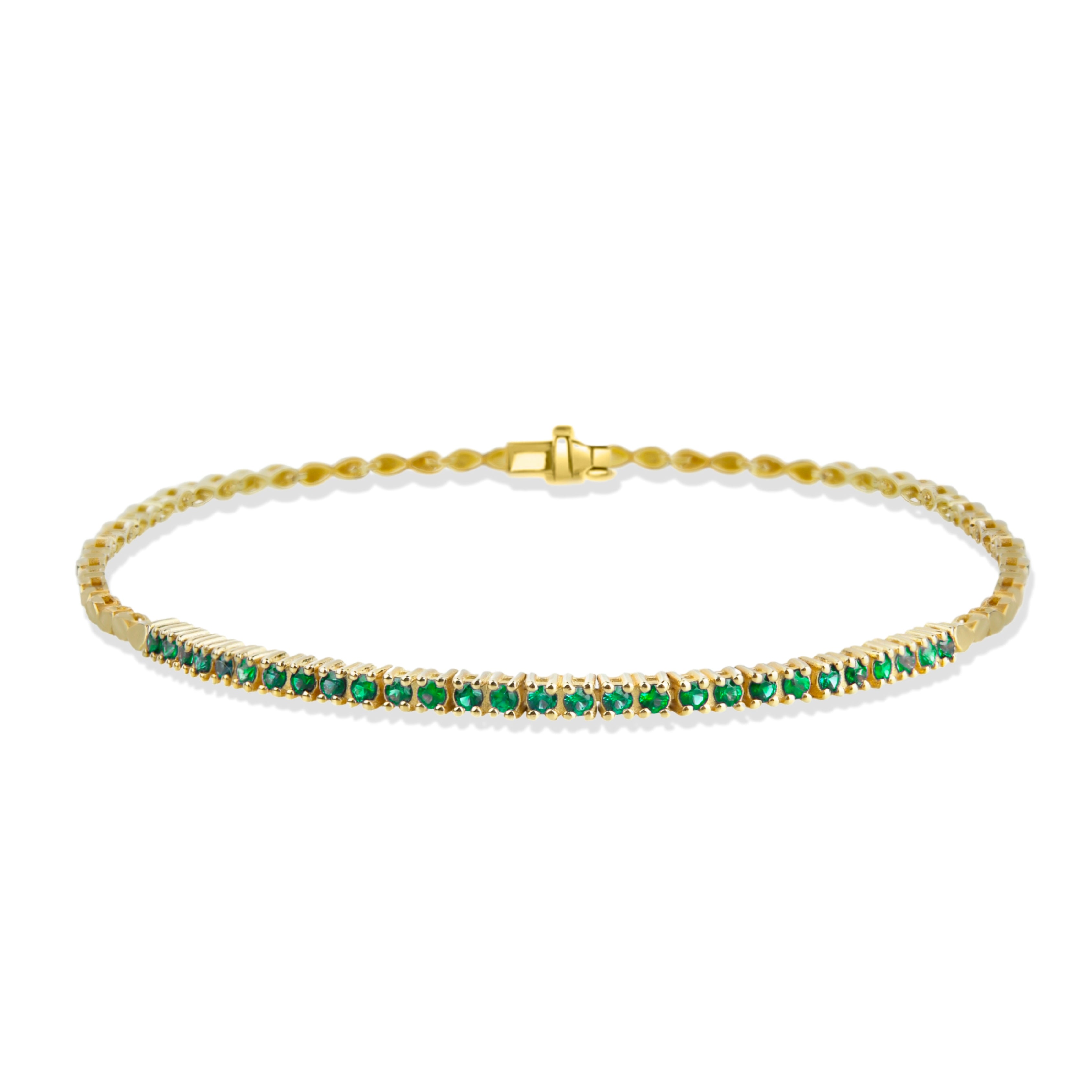 14K Gold Emerald Tennis Bracelet / Classic Anniversary Jewelry