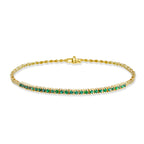 14K Gold Emerald Tennis Bracelet / Classic Anniversary Jewelry